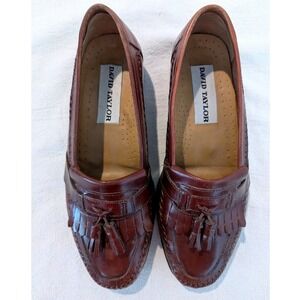 David Taylor Mens Kiltie Tassel Loafers 8.5 D Brown Leather Slip On Brazil 62210